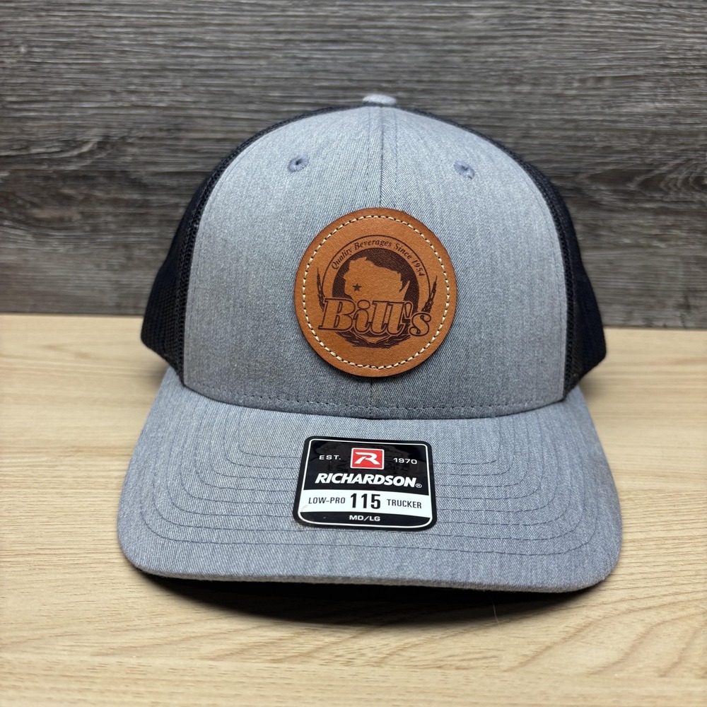 Bill's Quality Beverages Hat Cap Snap Back Gray Black Trucker Mesh Patch Mens